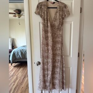 Brown Patterned Maxi Dress